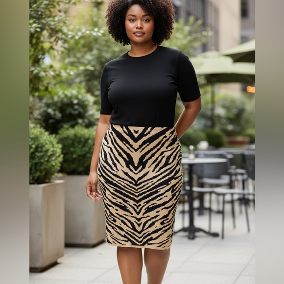 Lane Bryant Dresses & Skirts - Lane Bryant Zebra Pencil Skirt – Plus 22/24 Workwear Stretch Knit